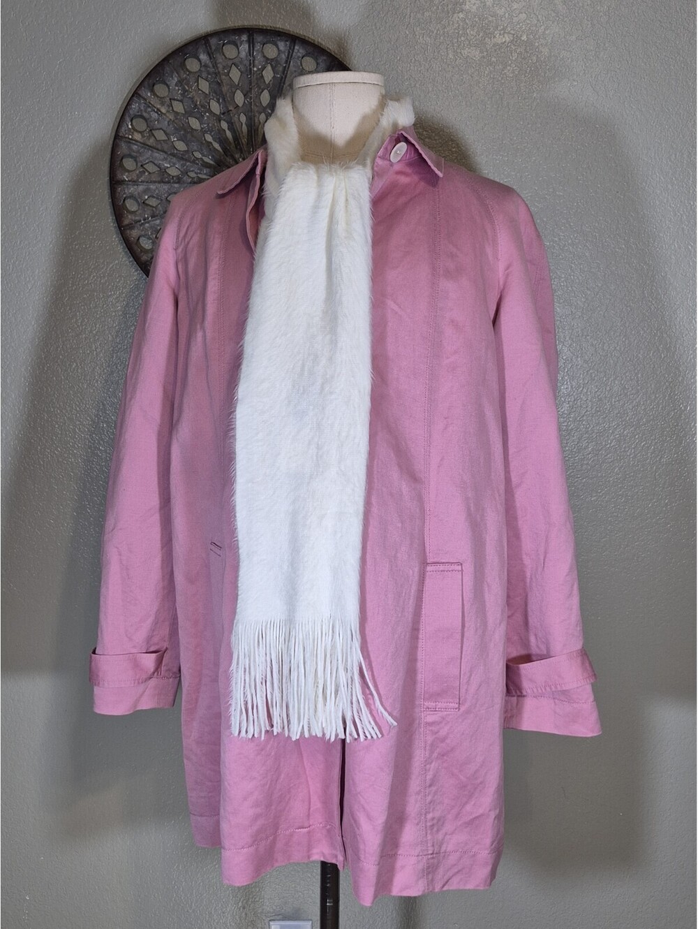 J. Jill Linen Blend Dusty Pink Lined Flared Jacket Womens Sz L Pearl Buttons